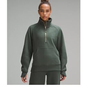 Lululemon Athletica Scuba Forest Green Half-Zip Long with 🔥 Rare Gold Zipper